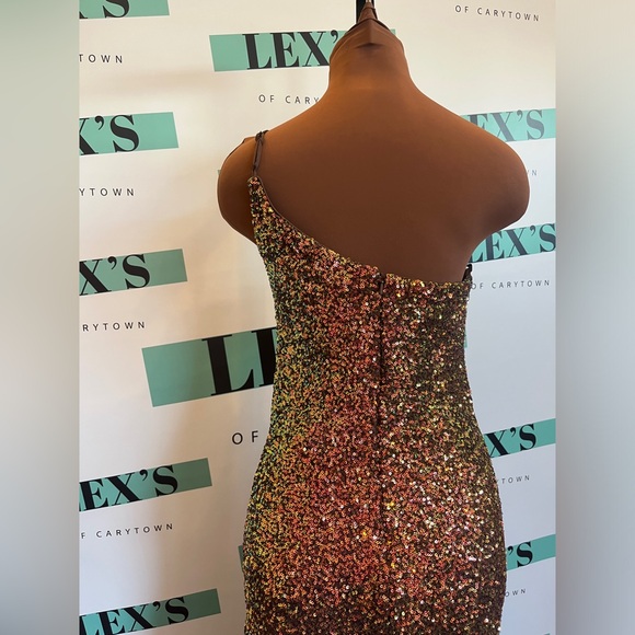 La Femme Bronze Sequin Evening Gown - Picture 5 of 8